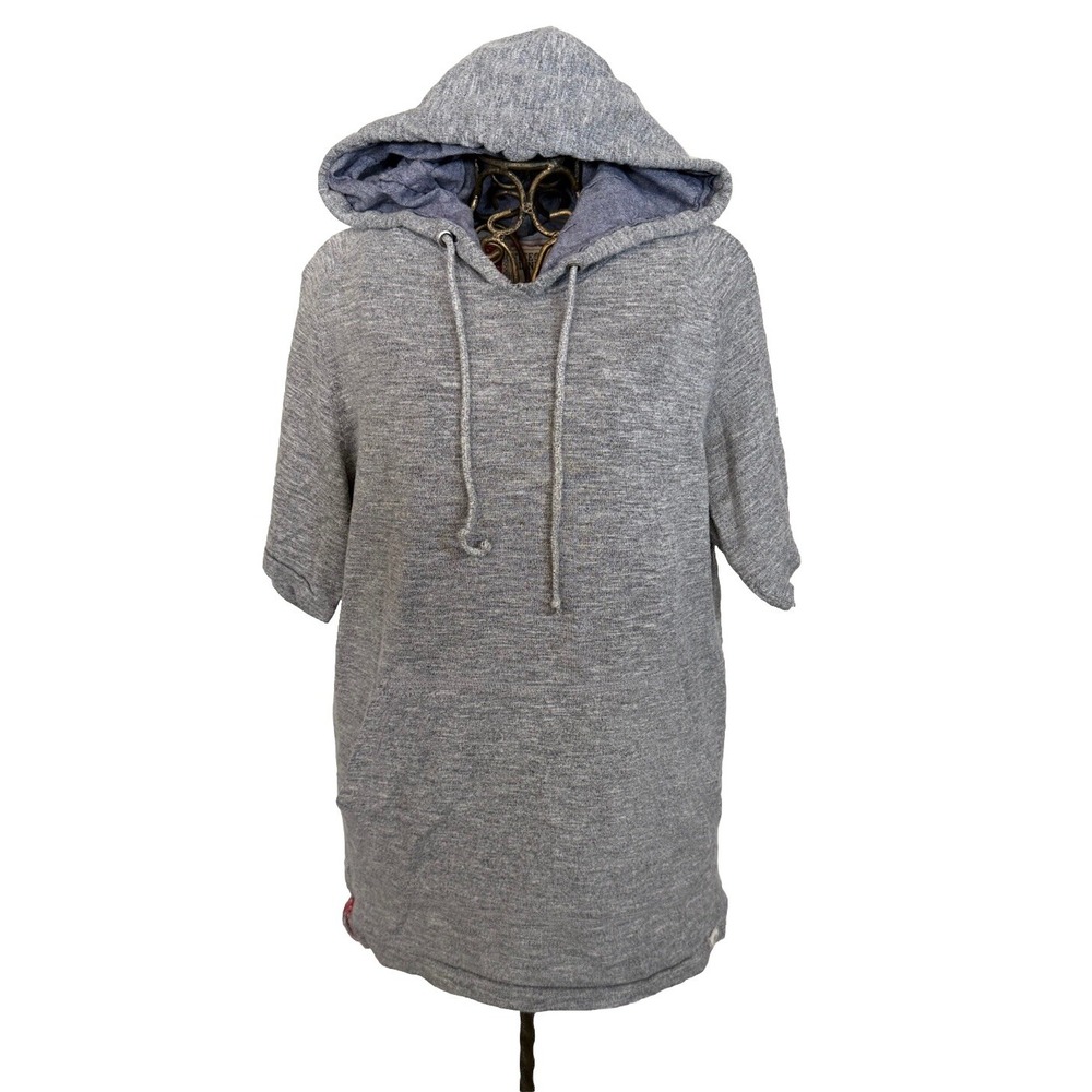 Free Planet Hoodie Sweatshirt Mens Small Gray Lightweight Pullover Short Sleeve